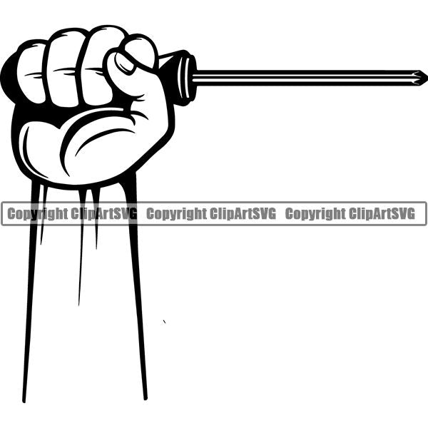 Mechanic Repair Shop Garage Tool Screwdriver ClipArt SVG