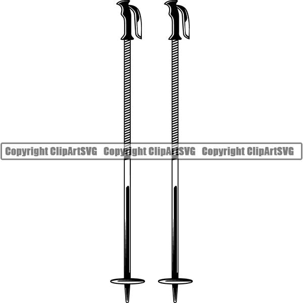 Sports Skiing Ski Snowboarding Snowboard Ski Poles ClipArt SVG