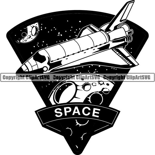 Astronaut Outer Space Shuttle Sci-Fi Science Fiction Logo ClipArt SVG