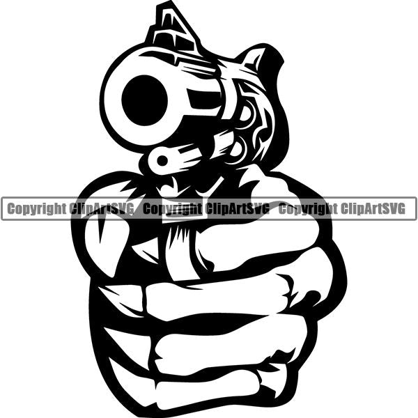 Skull Skeleton Guns Tattoo Tat ClipArt SVG