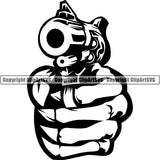 Skull Skeleton Guns Tattoo Tat ClipArt SVG