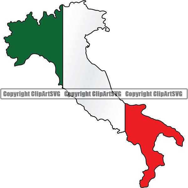 Country Flag Map Italy ClipArt SVG