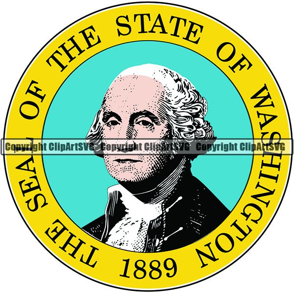 State Flag Seal Washington ClipArt SVG