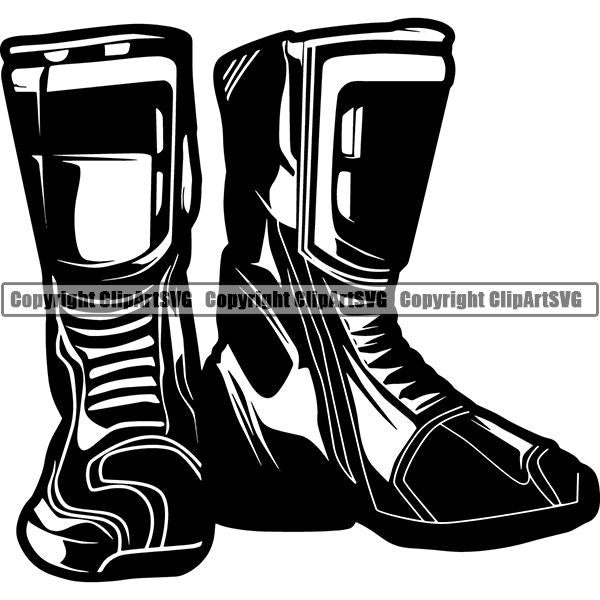 Motorcycle Sports Racing Boots ClipArt SVG