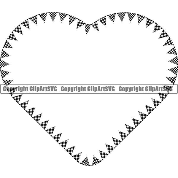 Sports Car Motorcycle Run Running Bike Race Racing Racer Race Design Element Frame Border Checkerboard Checkered Checker Triangle Flags Heart ClipArt SVG