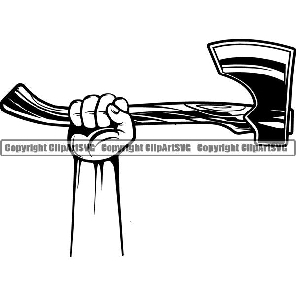 Construction Woodworking Carpenter Lumberjack Axe ClipArt SVG