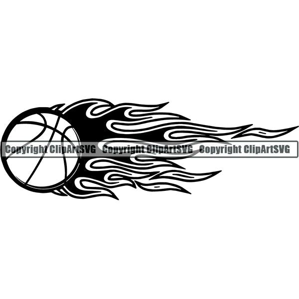 Sports Game Basketball Flame Ball ClipArt SVG