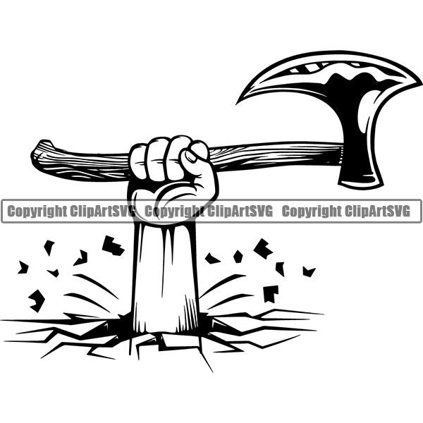 Viking Warrior Axe ClipArt SVG