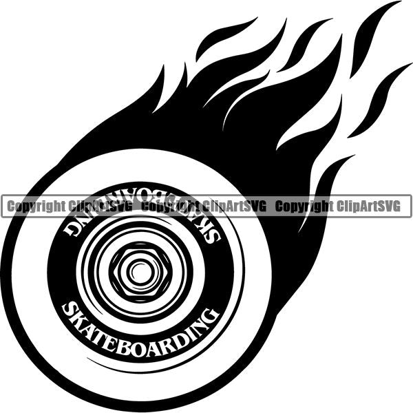 Sports Skateboarding Skateboard Fire ClipArt SVG