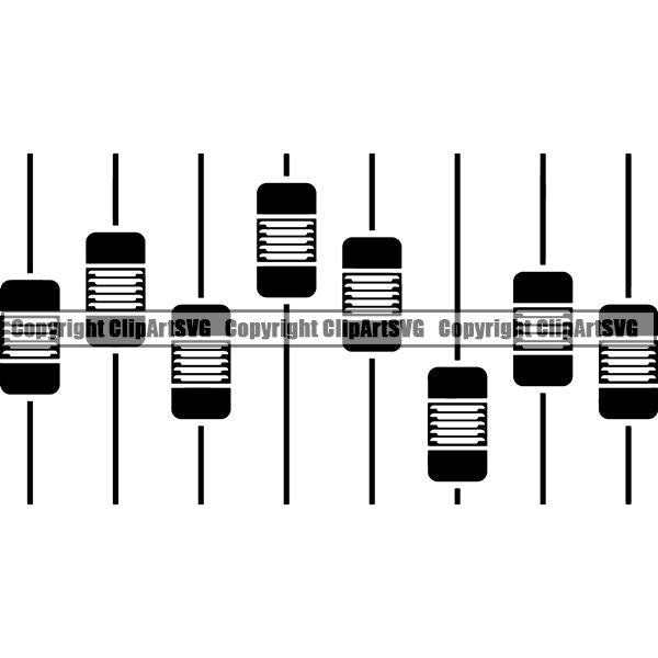 Disc Jockey DJ Turntable Audio Vinyl Record Player Sound Wave ClipArt SVG