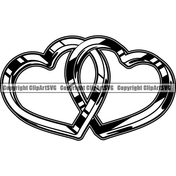 Holiday Wedding Rings Hearts ClipArt SVG