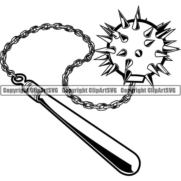 Viking Warrior Ball Mace ClipArt SVG