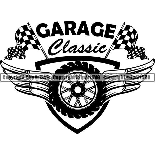 Sports Car Racing Logo ClipArt SVG