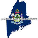 State Flag Map Maine ClipArt SVG