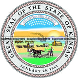 State Flag Seal Kansas ClipArt SVG