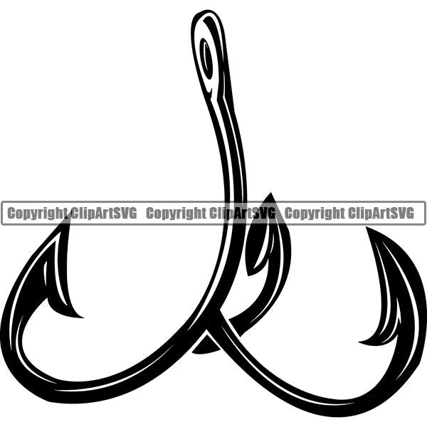 Sports Game Fishing Hunting Fish Hunt Hook Triple 3 Prong ClipArt SVG