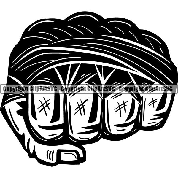 Sports Boxing Boxer MMA Fighter Taped Fist ClipArt SVG