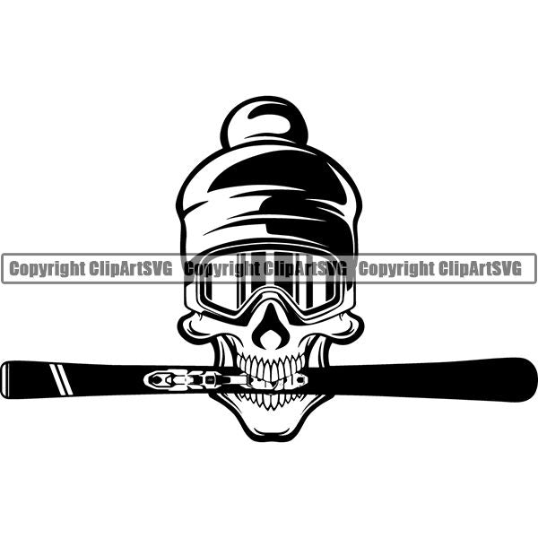 Sports Skiing Ski Snowboarding Snowboard Googles Beanie Hat Skull Skeleton Scary Evil Horror Halloween Death Dead X Sports Extreme ClipArt SVG