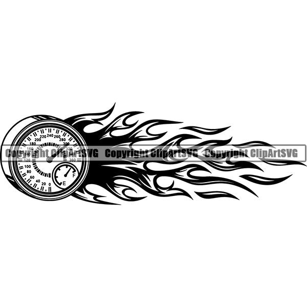 Sports Car Racing Fire ClipArt SVG