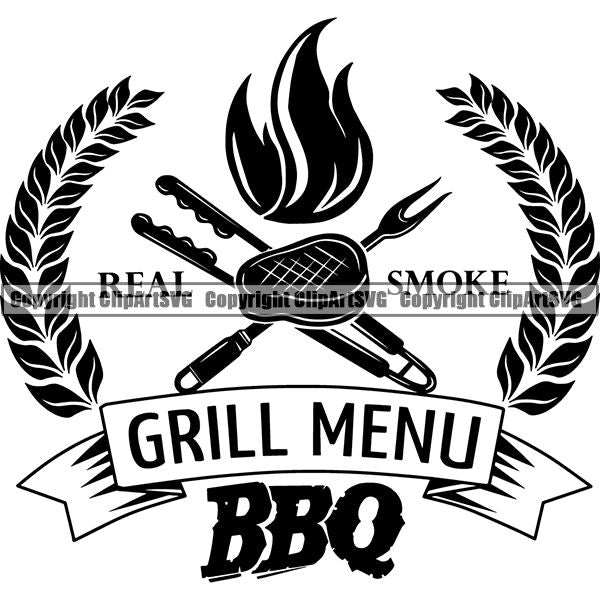 Cooking BBQ Bar-B-Que Barbque Chef Cook Butcher Logo ClipArt SVG