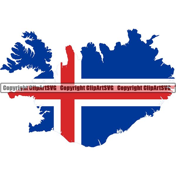 Country Flag Map Iceland ClipArt SVG