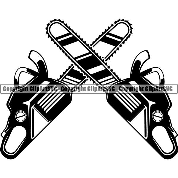 Construction Woodworking Carpenter Lumberjack Chainsaw ClipArt SVG