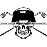 Sports Game Golf Visor Iron Crossed Skull Skeleton Scary Evil Horror Halloween Death Dead ClipArt SVG