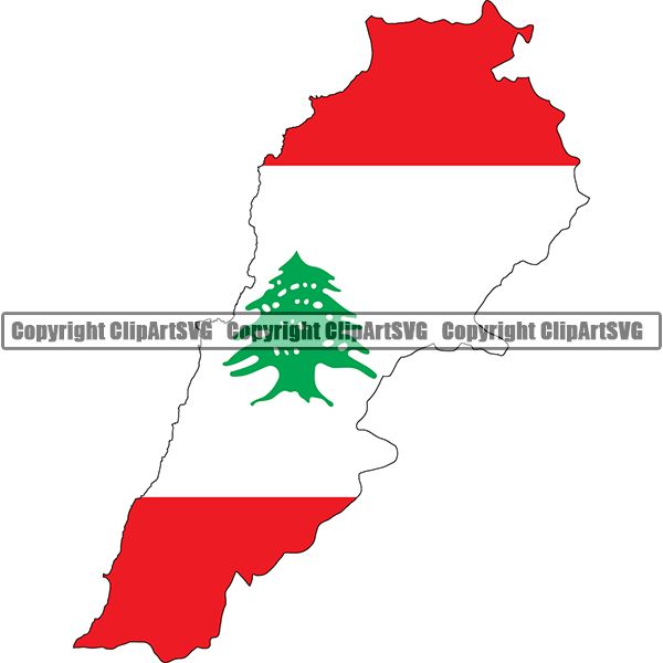 Country Flag Map Lebanon ClipArt SVG