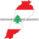 Country Flag Map Lebanon ClipArt SVG