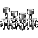 Mechanic Repair Shop Garage Pistons Crank Shaft ClipArt SVG