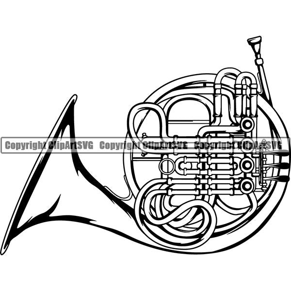 Music Musical Instrument French Horn gggnd ClipArt SVG