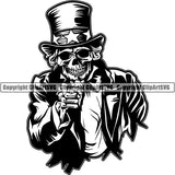Money Cash Government Uncle Sam Skull Head Face Coin Collecting Dollar Sign Design Stack Bank Finance Rich Wealthy Knot Roll Spread 100 Dollar Bill Currency Advertise Marketing Clipart SVG