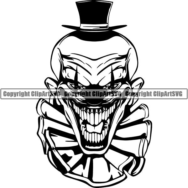 Evil Scary Clown ClipArt SVG