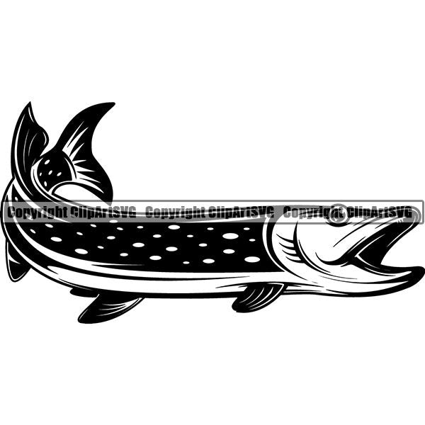 Sports Game Fishing Hunting Fish Hunt Fish Pike ClipArt SVG
