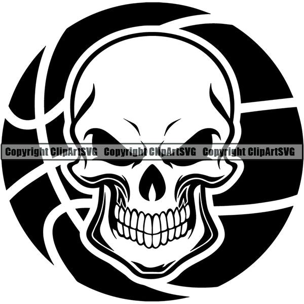 Sports Game Basketball Team Skull Skeleton Scary Evil Horror Halloween Death Dead ClipArt SVG