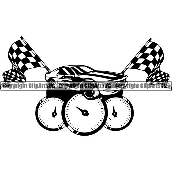 Sports Car Racing Logo ClipArt SVG