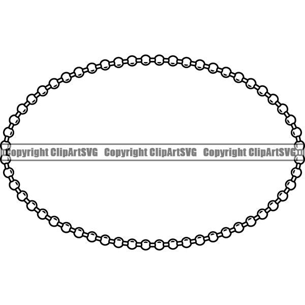 Military Weapon Soldier Dog Tag Chain White Oval ClipArt SVG