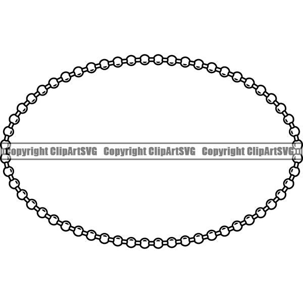 Military Weapon Soldier Dog Tag Chain White Oval ClipArt SVG