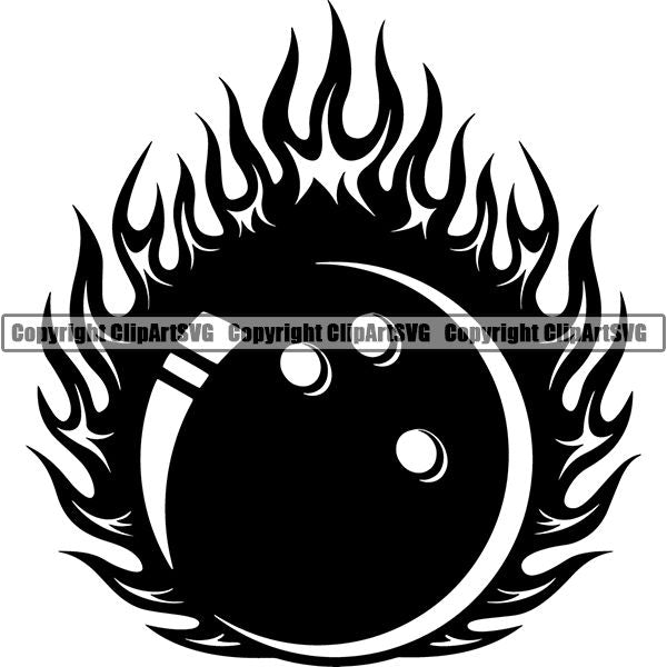 Sports Game Bowling Bowler Bowl Fire ClipArt SVG