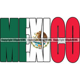Country Flag Text Name Mexico ClipArt SVG