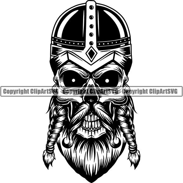 Viking Warrior Skull ClipArt SVG