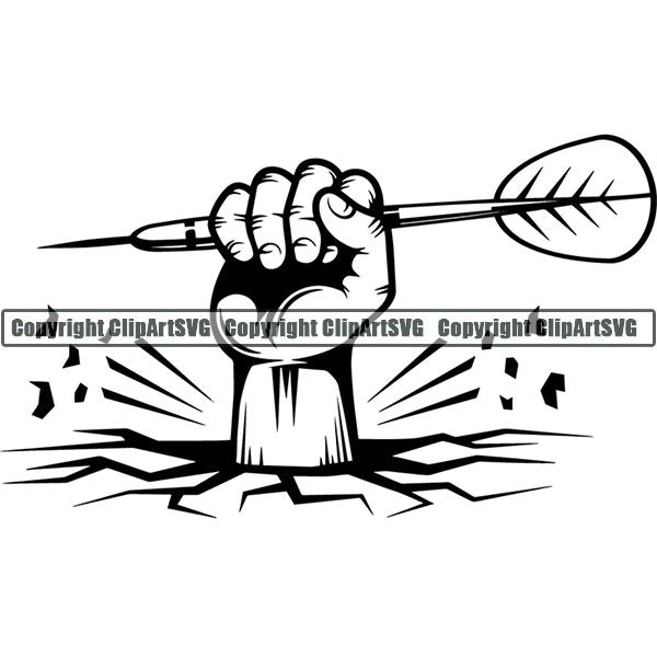 Sports Game Darts Hand Break ClipArt SVG