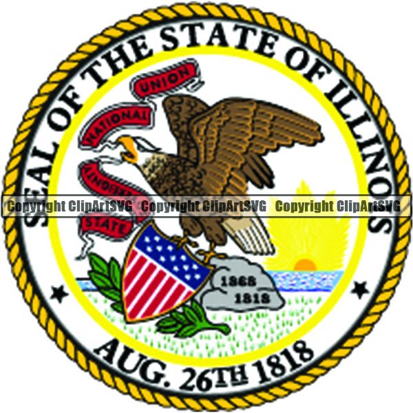 State Flag Seal Illinois ClipArt SVG
