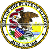 State Flag Seal Illinois ClipArt SVG