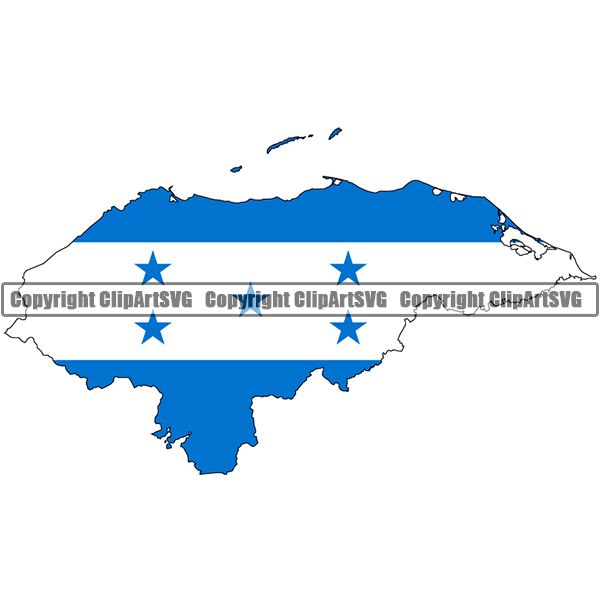 Country Flag Map Honduras ClipArt SVG