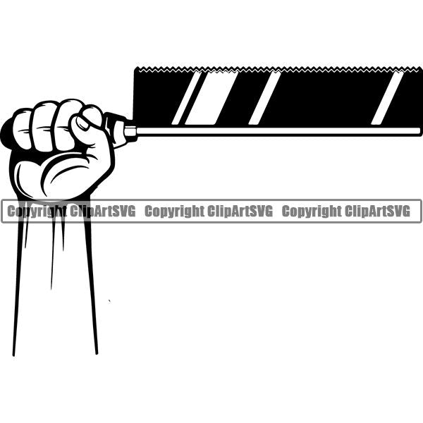 Construction Woodworking Carpenter Lumberjack Saw Hand ClipArt SVG