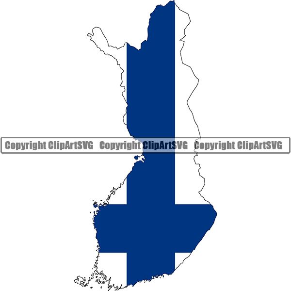 Country Flag Map Finland ClipArt SVG
