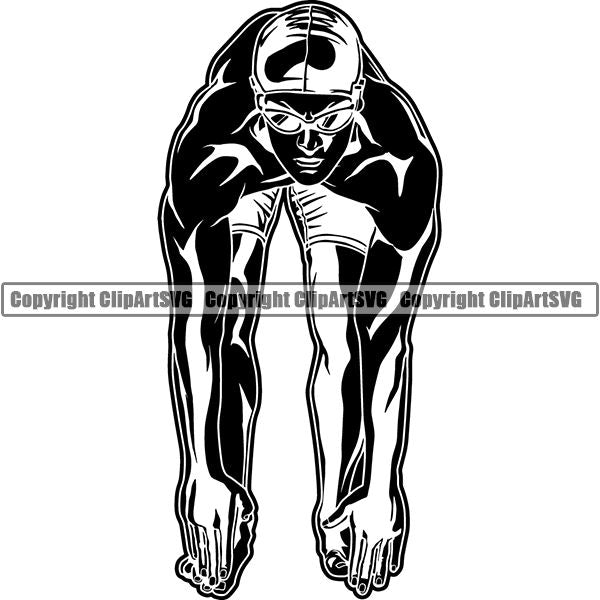 Sports Swimming Swimmer Diving Diver ClipArt SVG