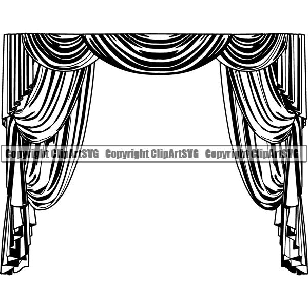 Acting Actor Movie Performer Performance Act House Curtains ClipArt SVG