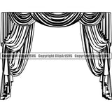 Acting Actor Movie Performer Performance Act House Curtains ClipArt SVG